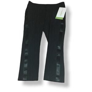 KC Parker Girls Pants Size 4 Black Woven Tuxedo Style Metallic Silver Stripe NEW